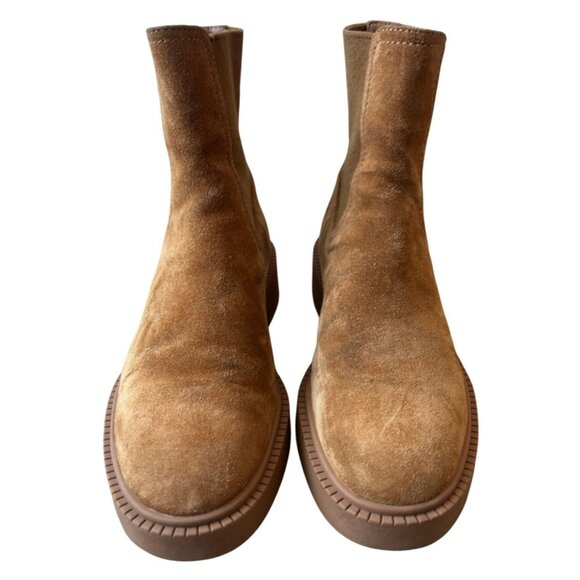VINCE "Kegan" Brown Suede Leather Water Repellent Chelsea Ankle‎ Boots Size 7.5 - Picture 2 of 10